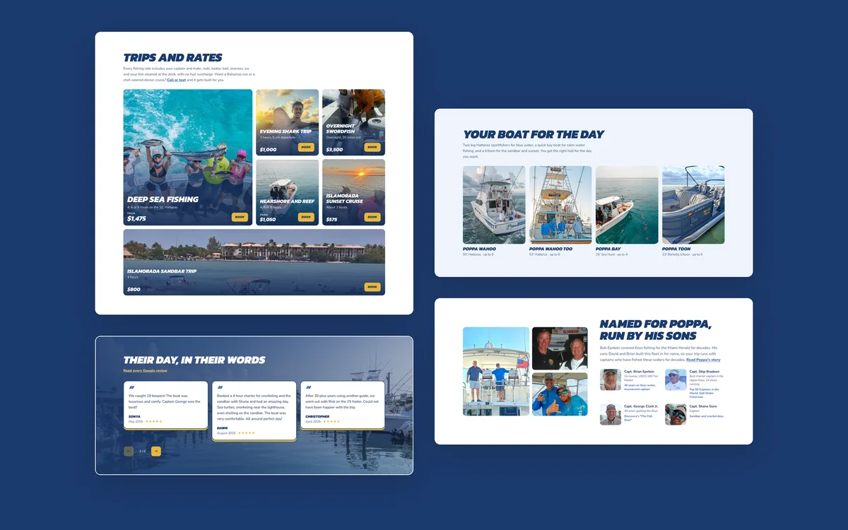 Sections of the Poppa Wahoo site, live