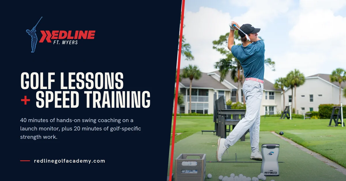 Redline Golf Academy share card, a Fort Myers golf coaching and booking site built by Cross Designs